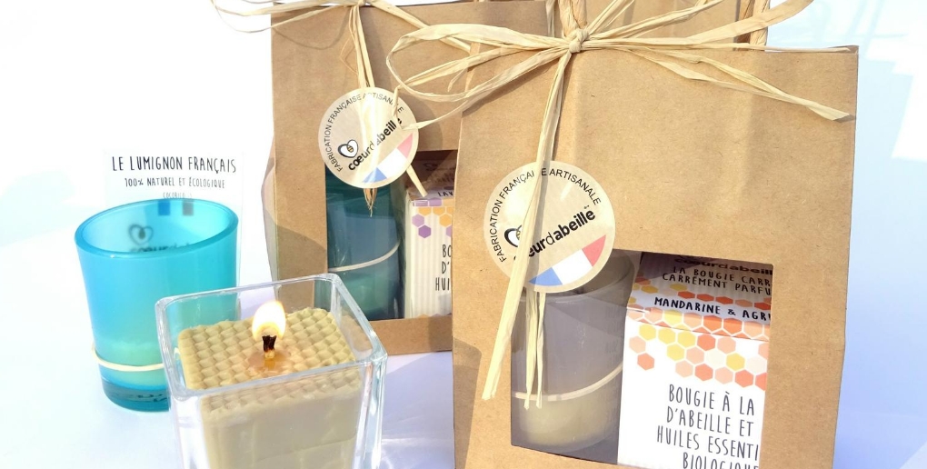 packaging des bougies de la start-up coeur d'abeille
