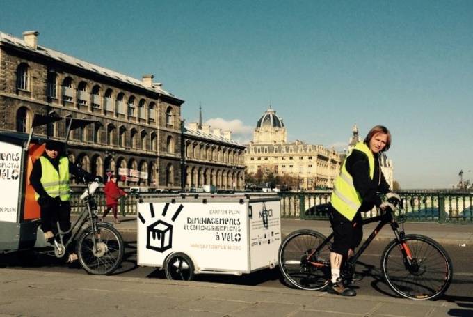collecte carton en vélo-cargo