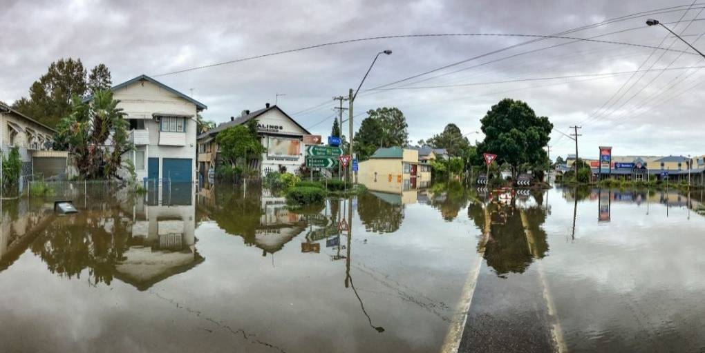 Rues inondées à Lismore